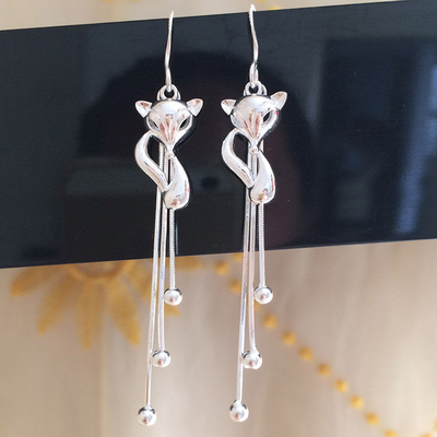 990 langes Ohrgehänge Sterling Silver Jewelry Earringss 7.1cm Quasten-0.19oz