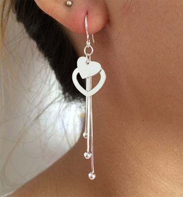 990 langes Ohrgehänge Sterling Silver Jewelry Earringss 7.1cm Quasten-0.19oz