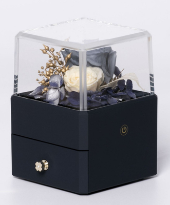 Harz-Blumen-Schmuckkästchen Ring Box With Flower Inside 115X115X110mm
