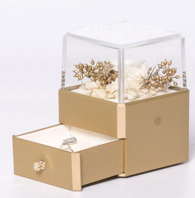 Harz-Blumen-Schmuckkästchen Ring Box With Flower Inside 115X115X110mm